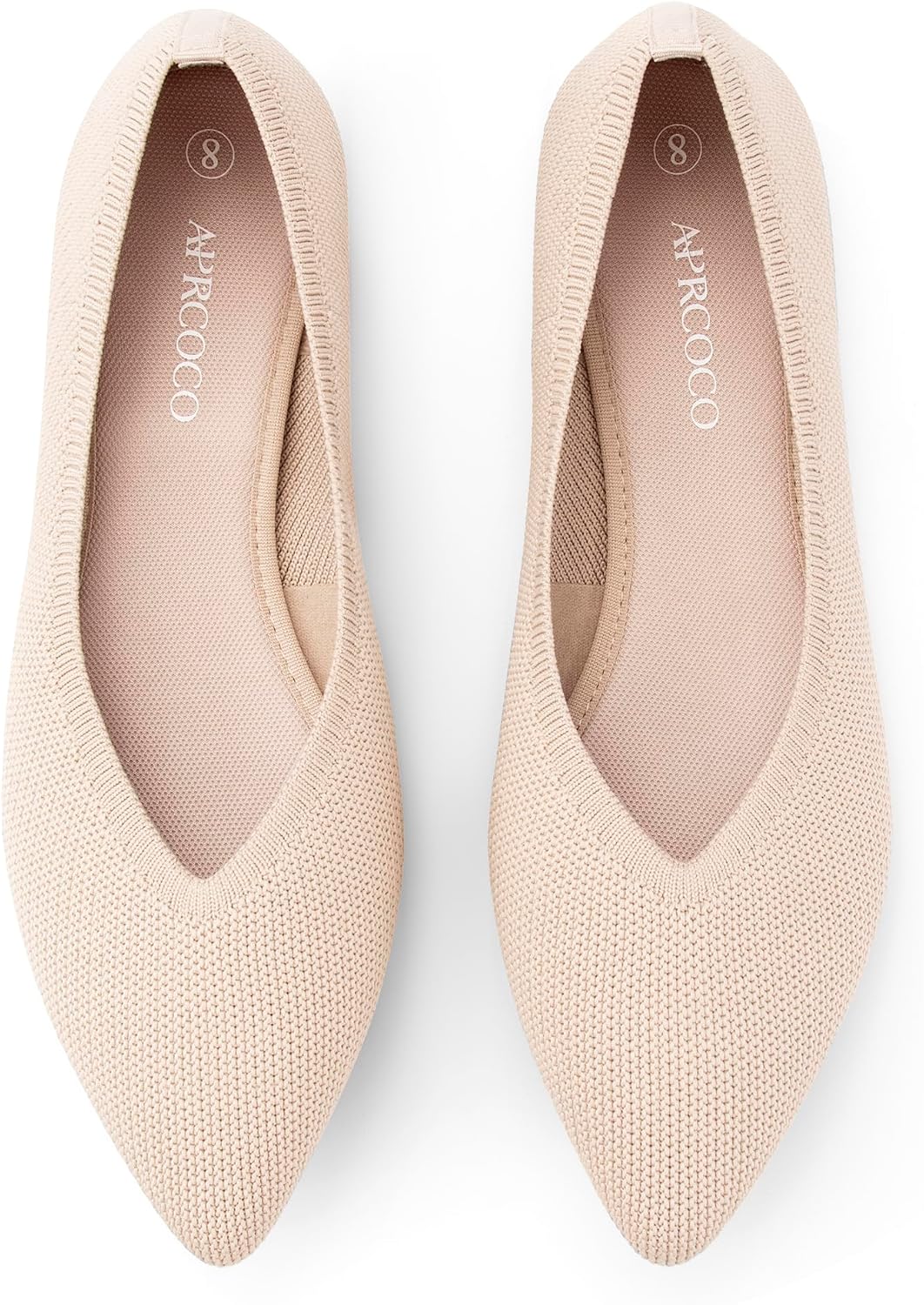 Detalle de AprCoco Knit Ballet Flats with Pointed Toe — Lightweight, Washable All-Day Comfort