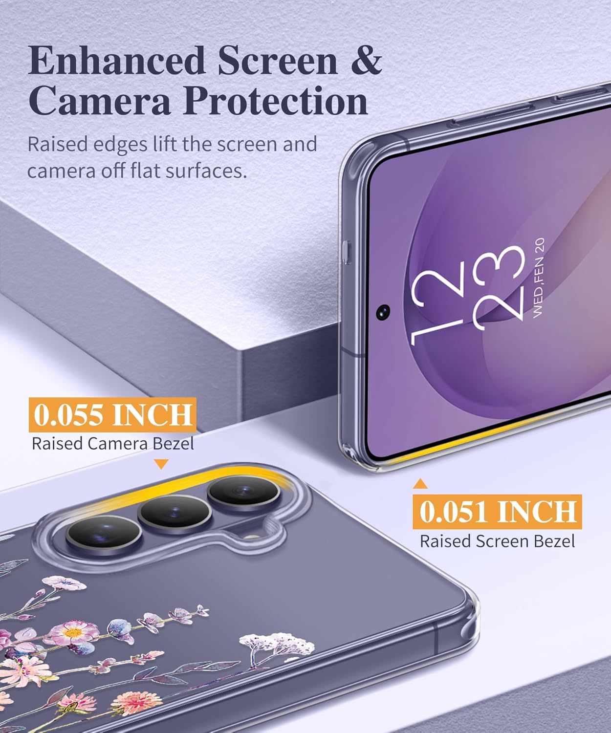 Thumbnail 4 de GVIEWIN Galaxy S26 Clear Floral Slim Shockproof Case with Screen & Camera Protection
