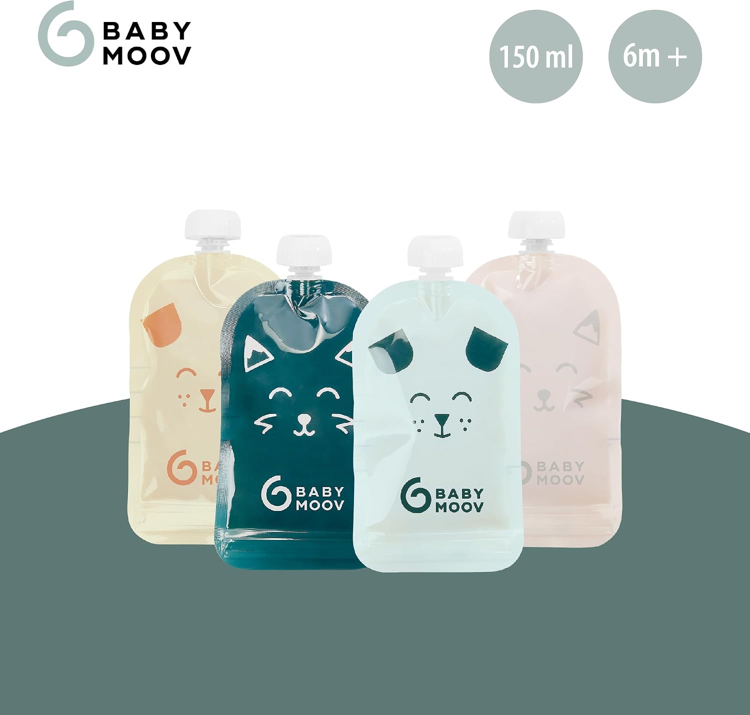 Detalle de Babymoov ISY Pouches herbruikbare knijpzakjes, 150 ml, set van 20