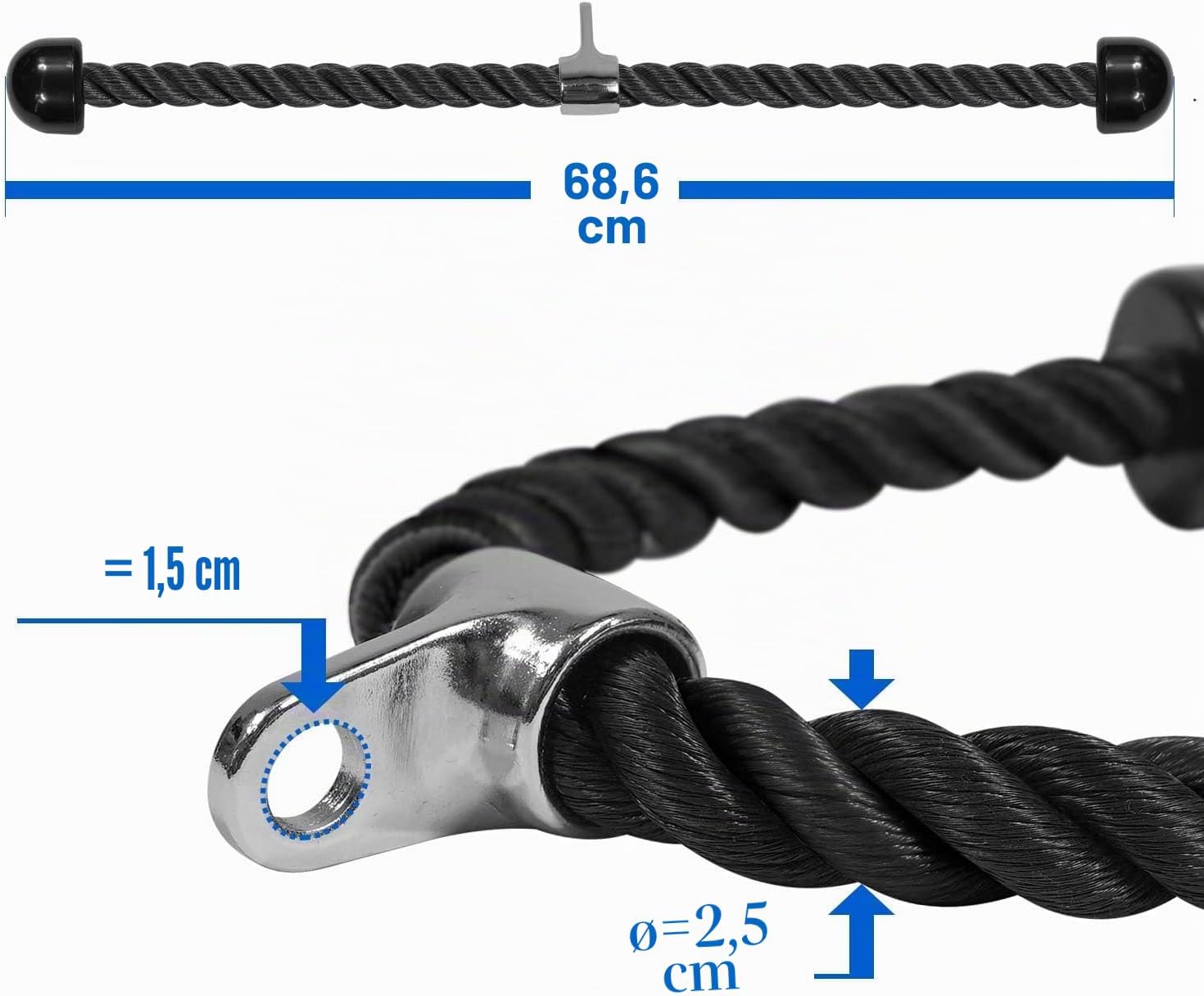 Detalle de Yes4All cavo di collegamento per tricipiti con pulegge (68,6 & 91,4 cm) e moschettone in acciaio