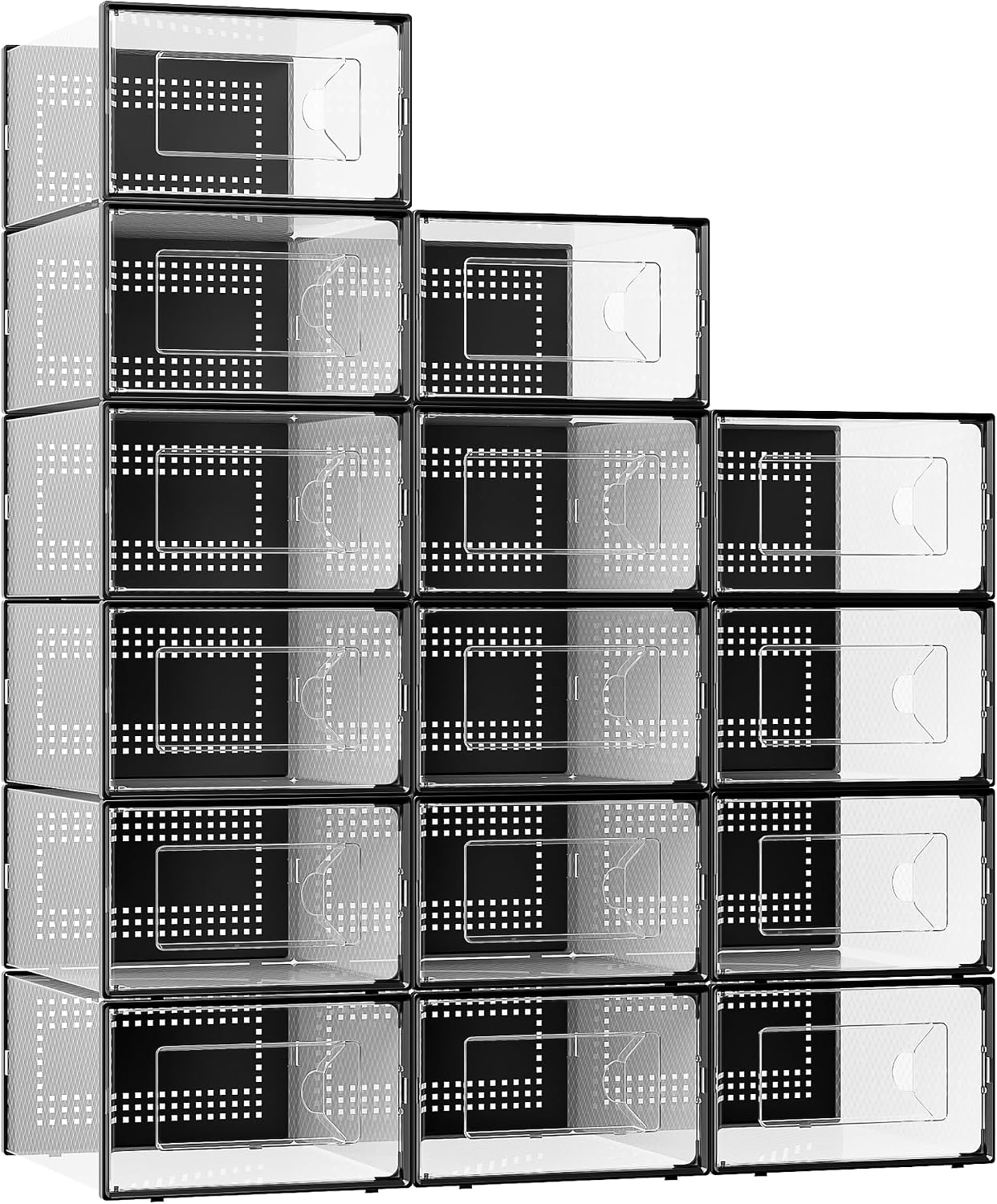 Detalle de Foluck X-Large 15-Pack Clear Stackable Shoe Storage Boxes