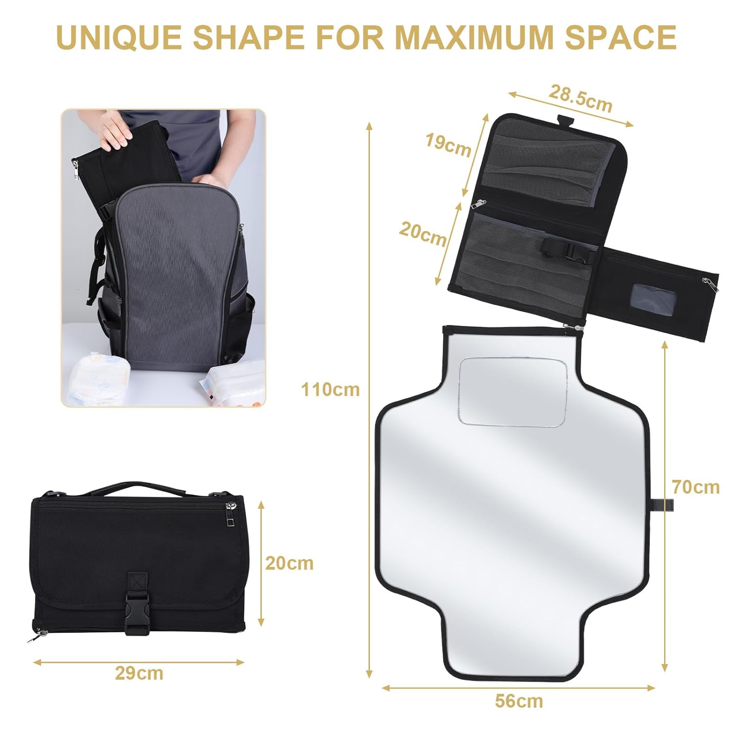 Thumbnail 1 de VINATO Wickelunterlage Unterwegs mit 5 Taschen – faltbar, wasserdicht und gut organisiert