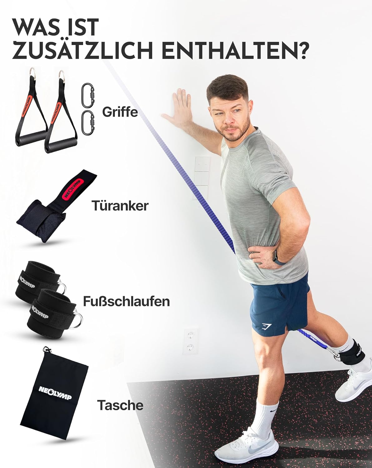 Thumbnail 5 de NEOLYMP Premium Resistance Bands Set mit E-Book – Expander-Set für Ganzkörpertraining mit 5 Widerständen