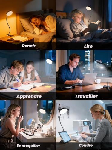 Detalle 2 de Lampe de Bureau à Pince ReinHoo 72 LED RGB – 10 teintes + 10 niveaux, USB