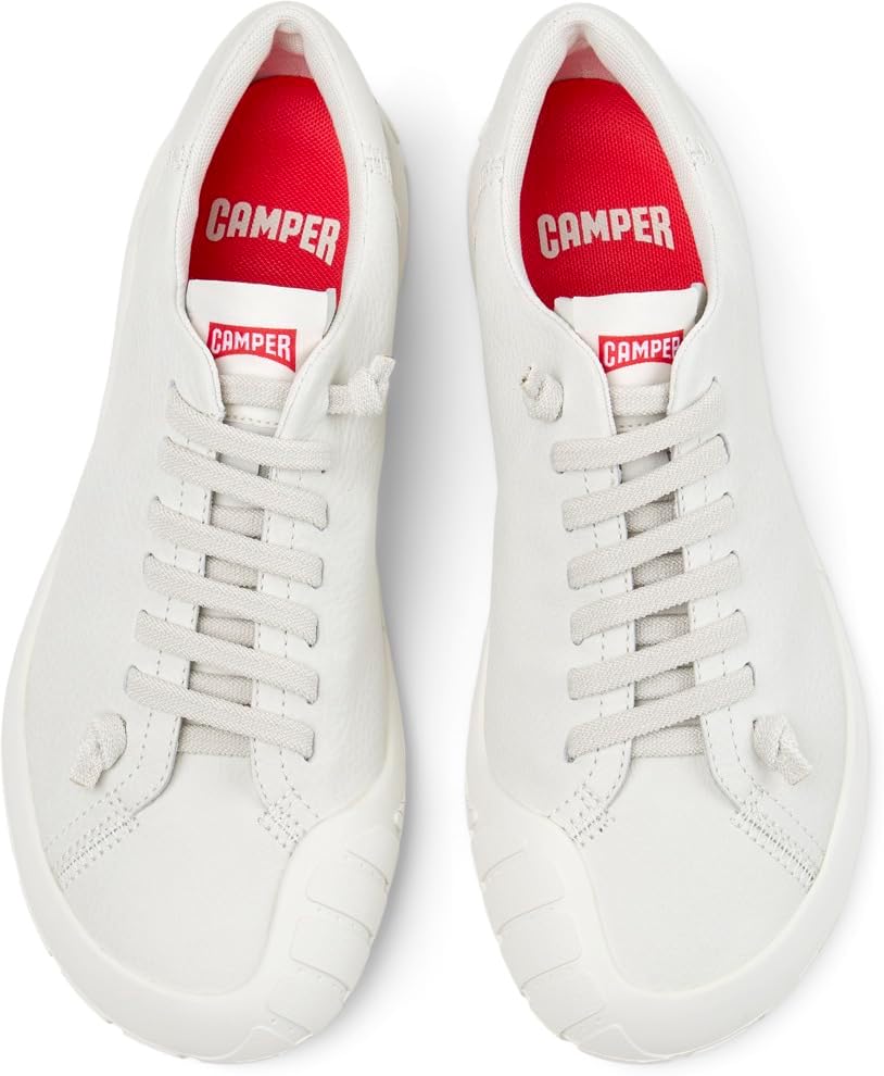 Detalle de Camper Peu Path+ K201940 Basket Donna — Bianco Naturale, pelle e suola in gomma