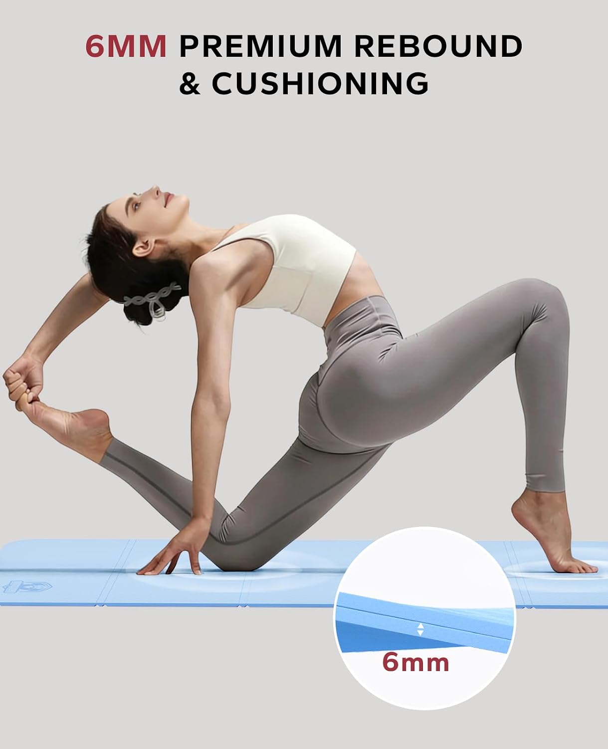 Thumbnail 3 de HAPBEAR HB-YM11 Foldable Yoga Mat, 6mm TPE, Dual-Sided Non-Slip Grip