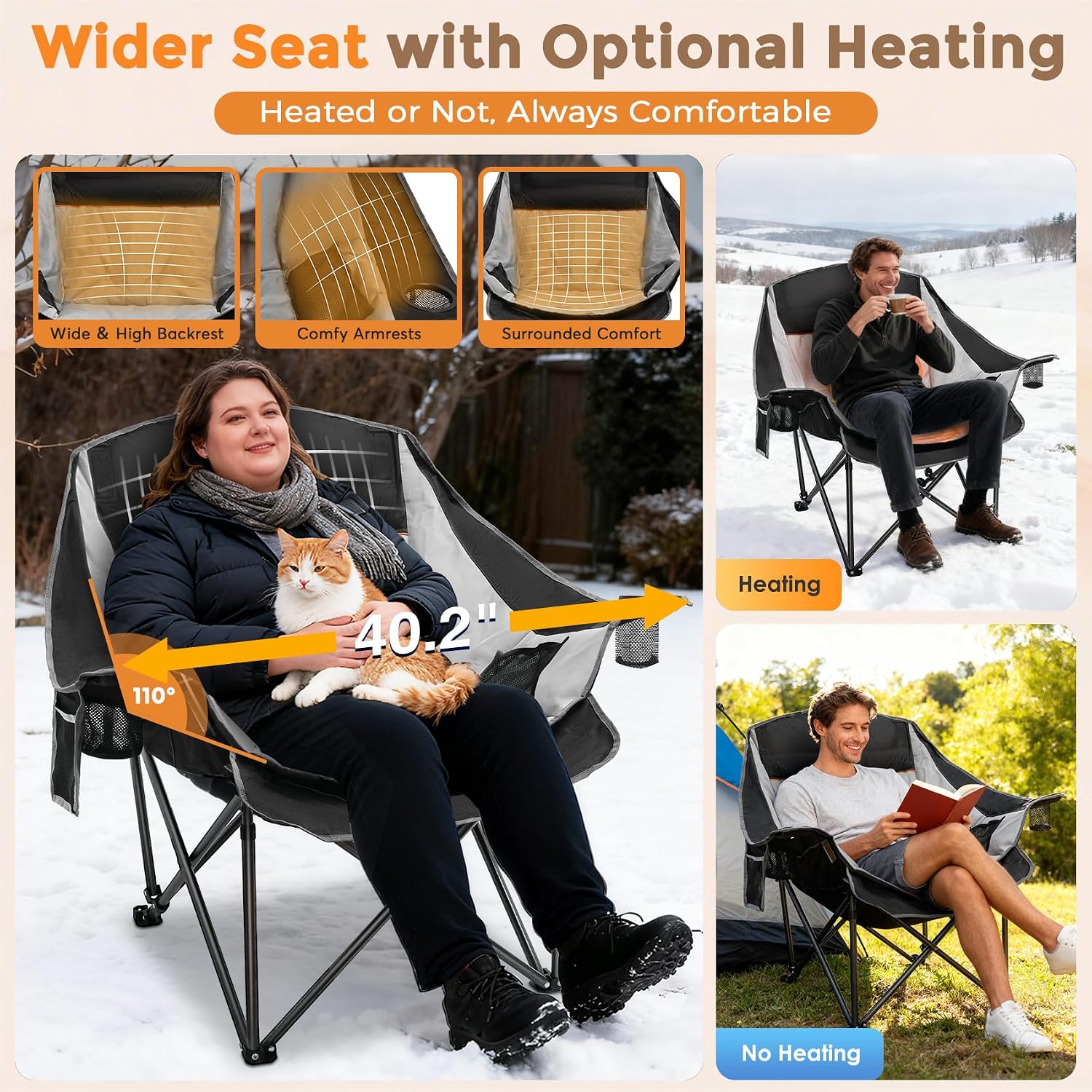 Detalle 2 de Suteck BZ-2251-214 Heated Camping Chair, Oversized, 3 Heat Levels