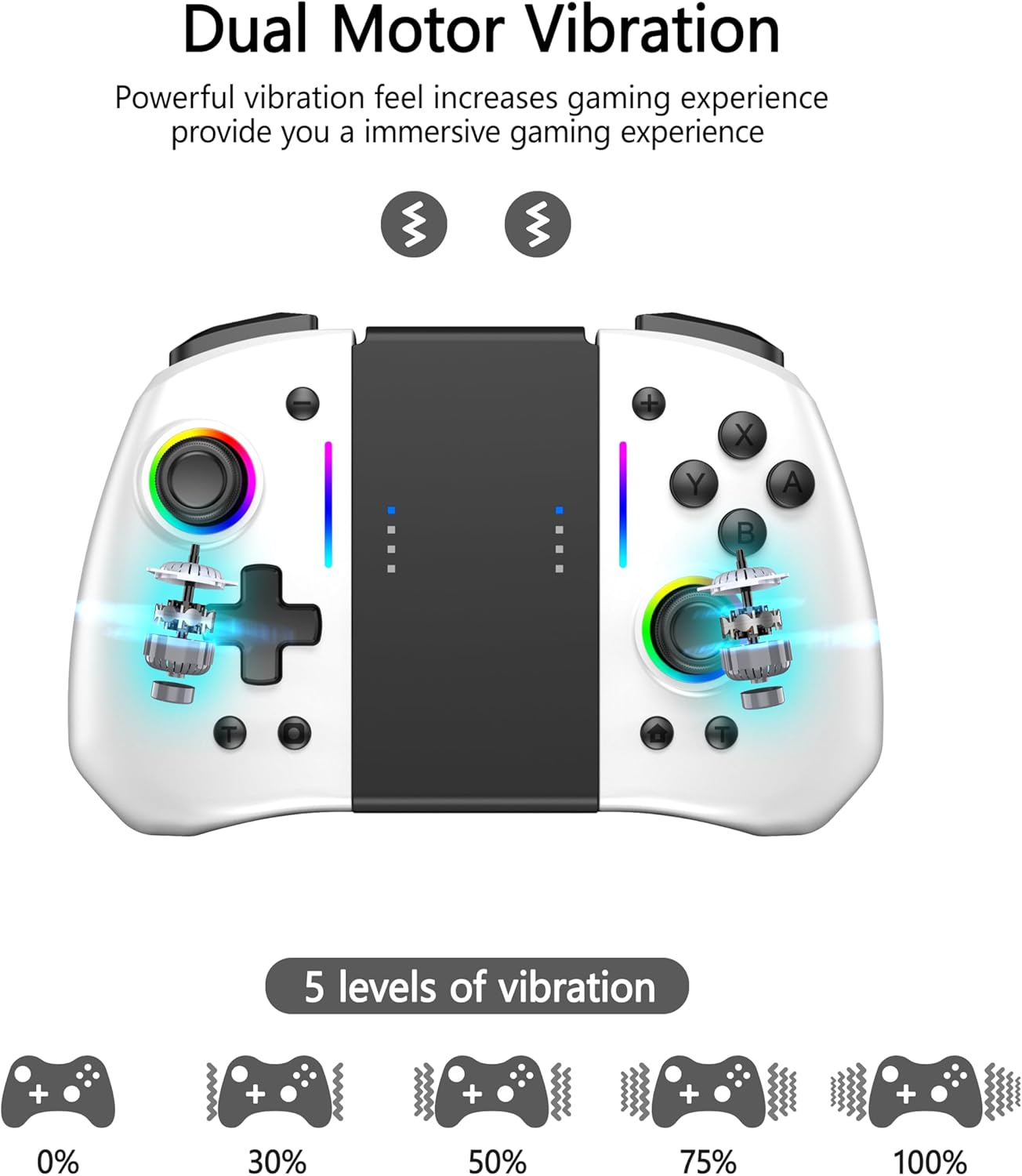 Detalle 2 de RREAKA RREKA Switch Controller for Nintendo Switch / OLED – Wireless Pro Controller with Split-Design and 8 RGB Lights