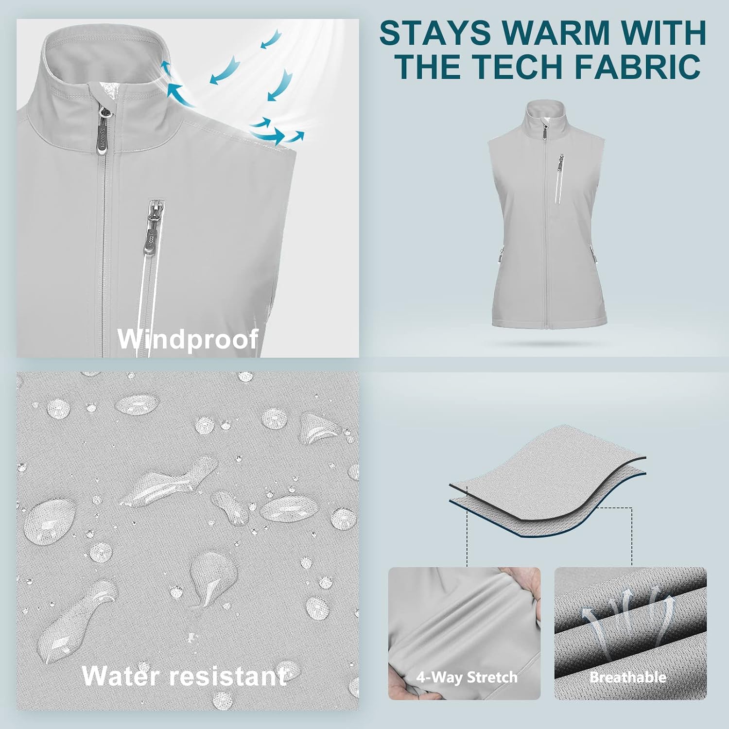 Detalle 2 de 33,000ft Damen Laufweste Softshell Windschutz