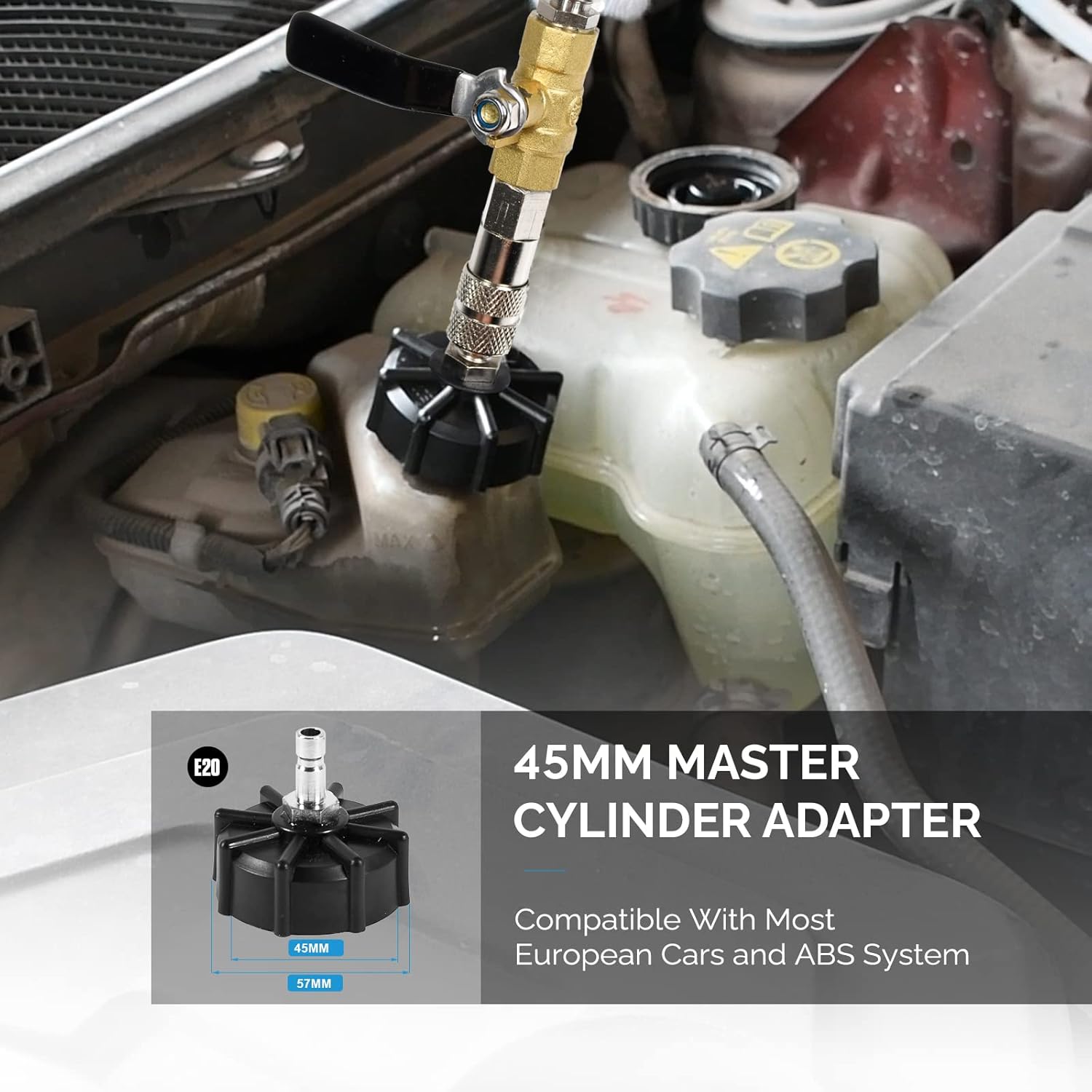 Detalle de SMOTIVEPRO Brake Bleeding Kit: 3L Manual Bleeder with 1L Bottle and E20 Master Cylinder Adapter