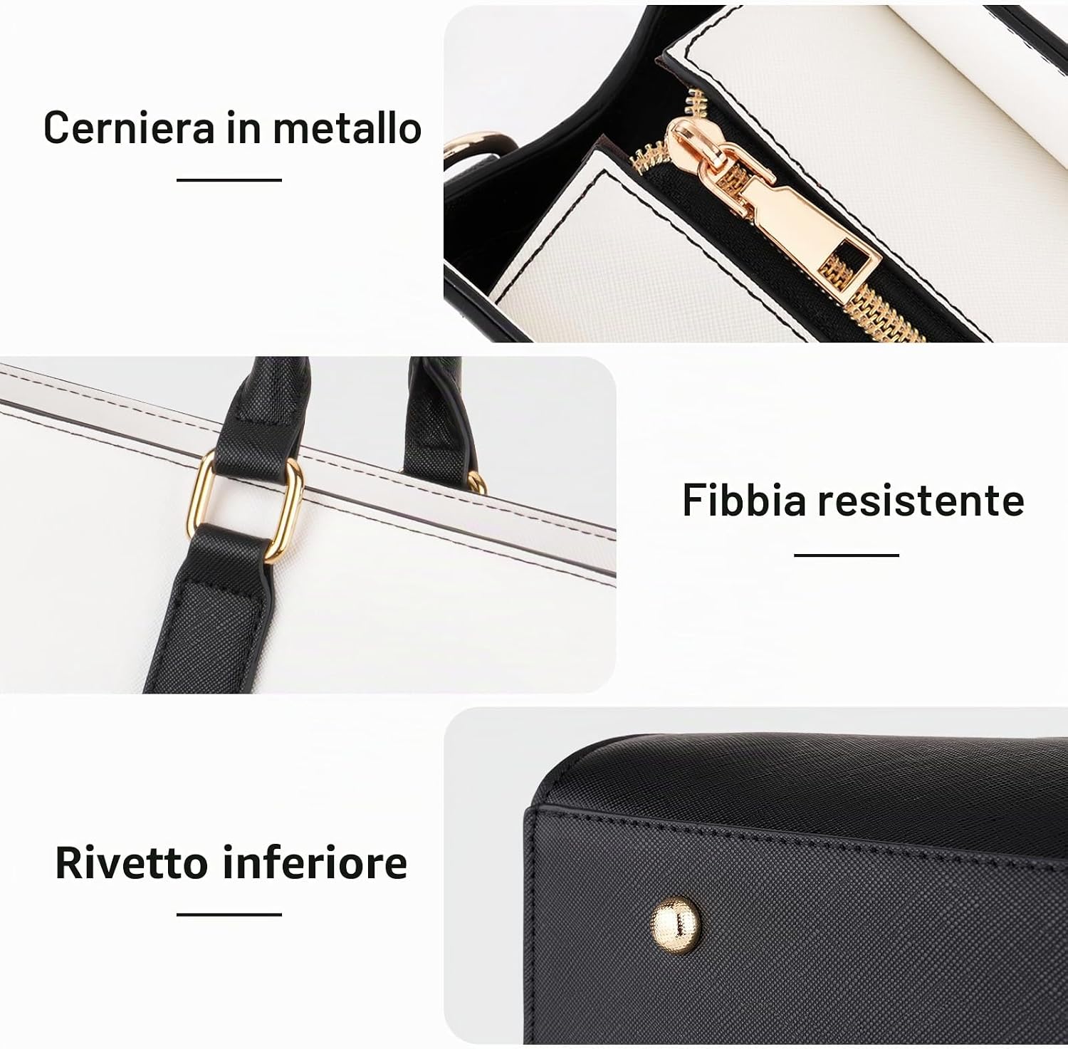 Detalle de MOSISO Borsa Tote Laptop Donna 15.6'' in Pelle PU Impermeabile, con Pochette e Fiocco – Nero