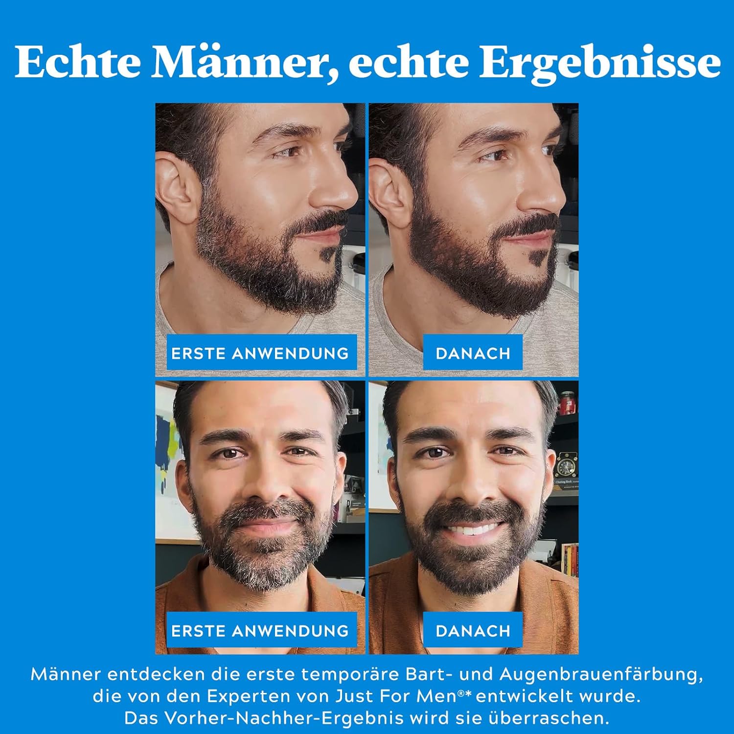 Detalle de Just for Men 1-Tages Bart- & Augenbrauenfarbe – Dunkelbraun (1 Tag) für Bart und Augenbrauen, temporär