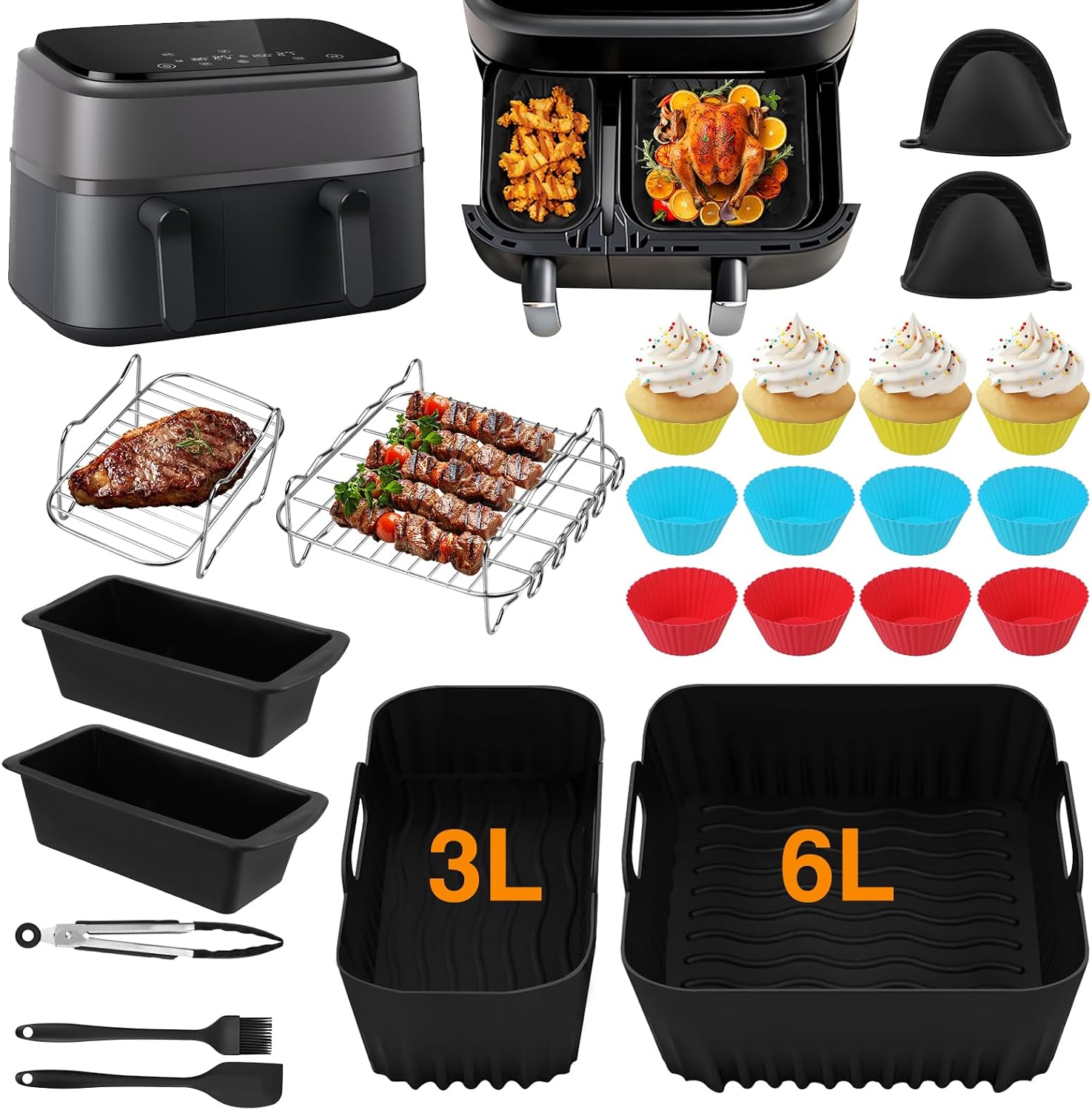Detalle de lompyeu ZGPJ28PC accessoireset voor dubbele heteluchtfriteuse, 28 stuks