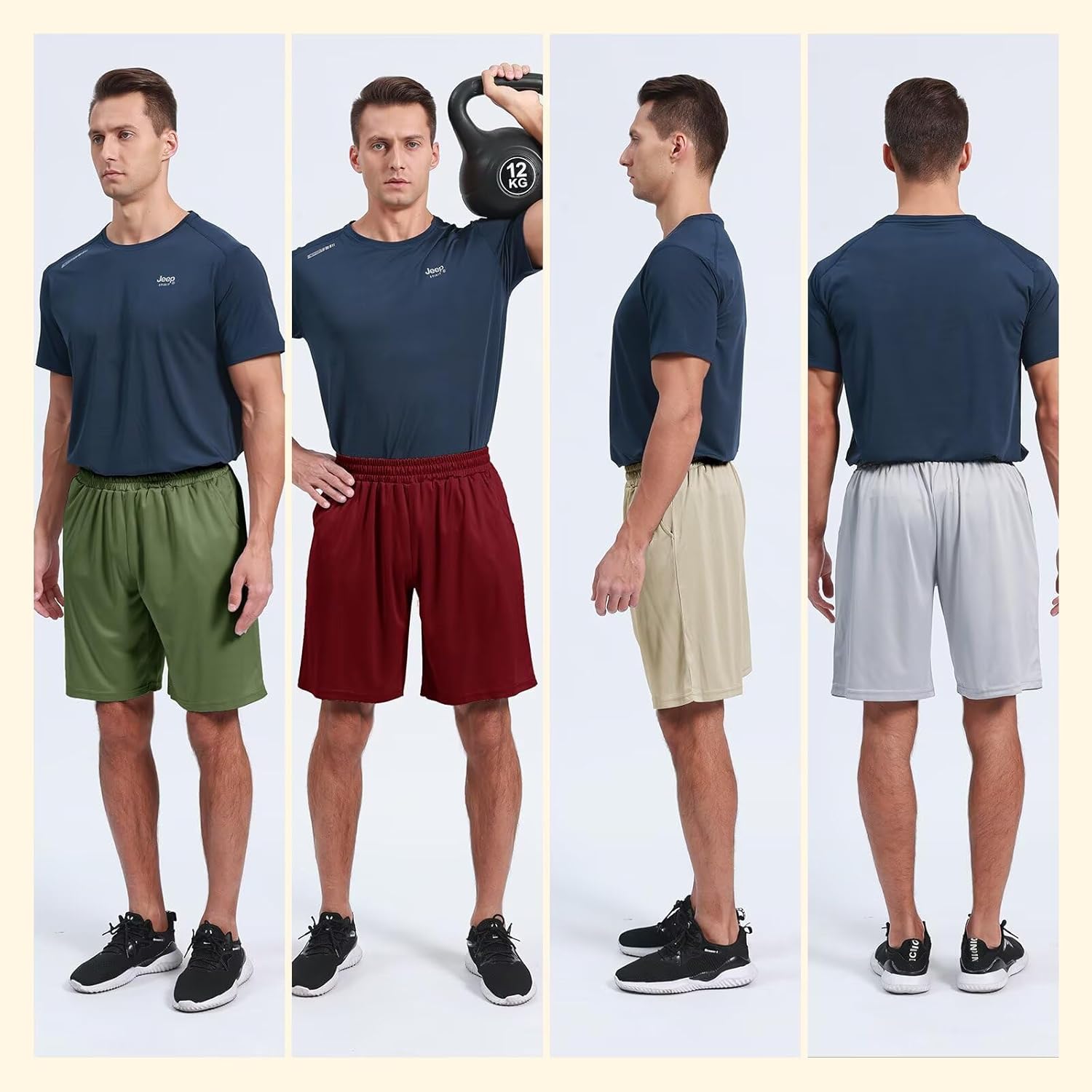 Thumbnail 1 de BOOJO 5 Pack Gym Shorts for Men with Pockets – Breathable, Moisture-Wicking Training Shorts (S–4XL)