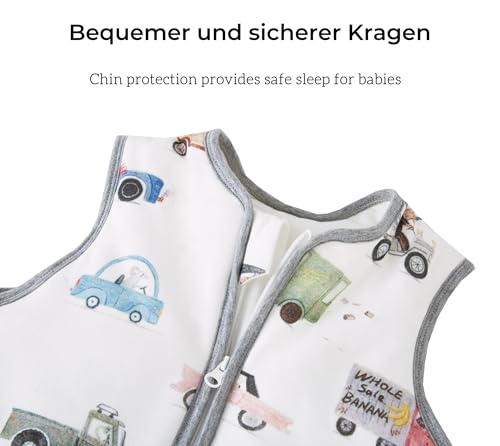 Detalle de Chilsuessy Baby-Schlafsack mit Beinen, 2,5 TOG, 90 cm, bunte Autos