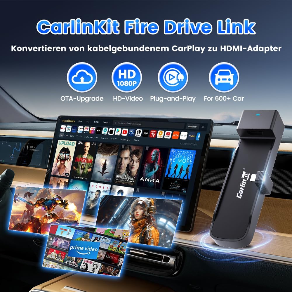 Thumbnail 1 de Carlinkit Fire DriveLink HDMI Adapter für Fire TV Stick – kabelgebundenes CarPlay via HDMI, Plug & Play