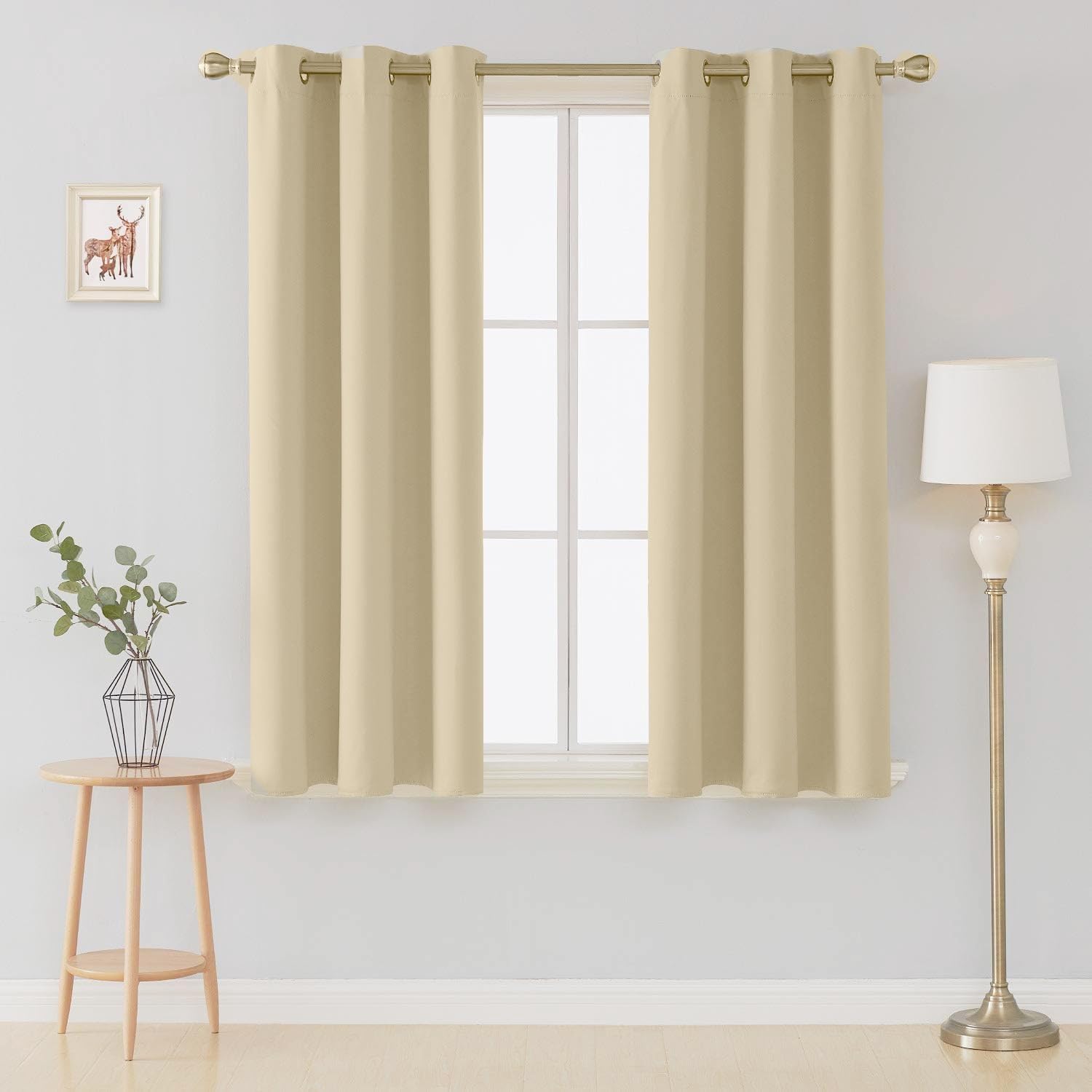 Detalle 2 de Beige Blackout Thermal Insulated Curtains for Bedroom, Ring Top Eyelet (2 panels, 90 x 54 IN)