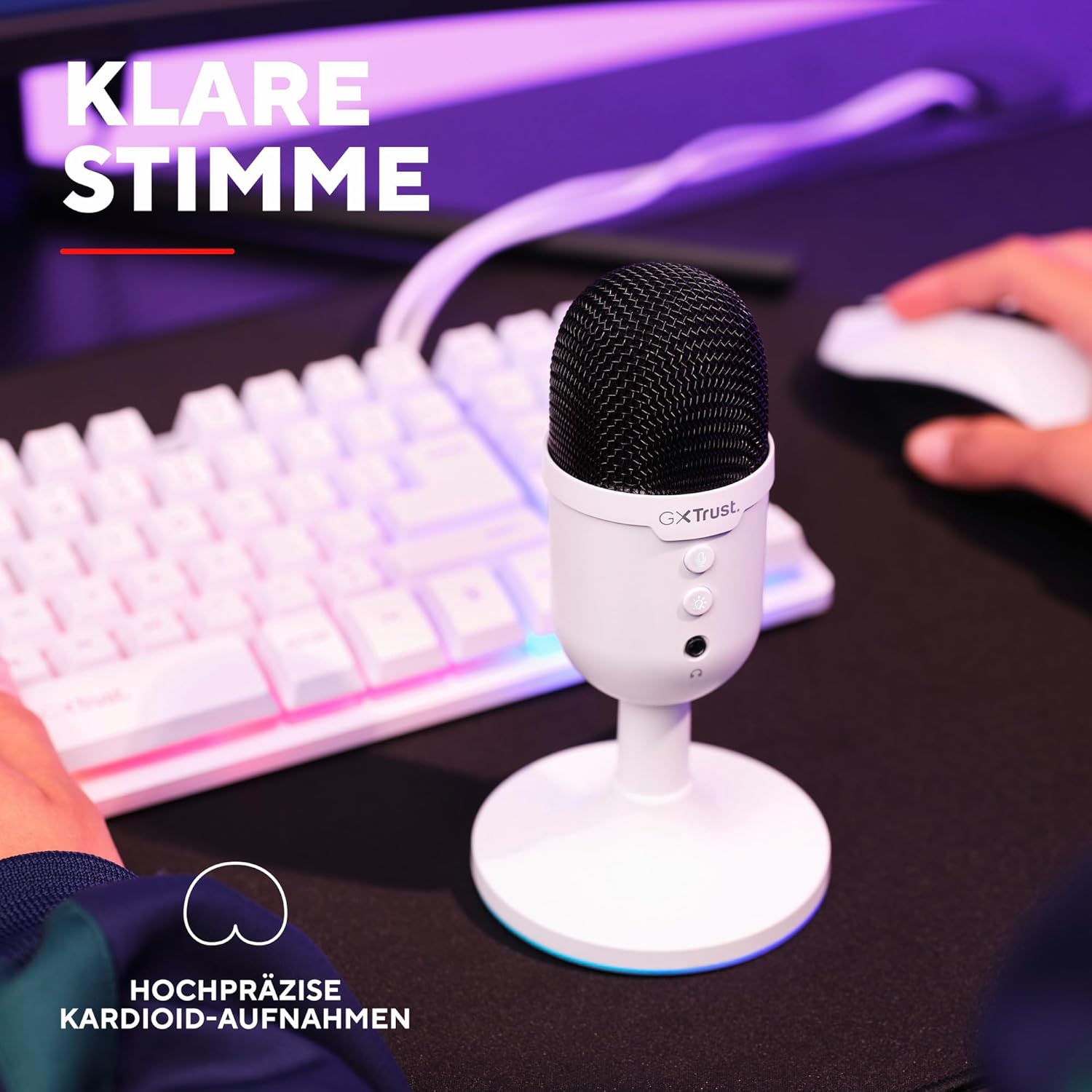 Thumbnail 2 de Trust Gaming GXT 236W Yami USB Streaming Mikrofon (Kondensator, Nierencharakteristik) mit RGB – Weiß