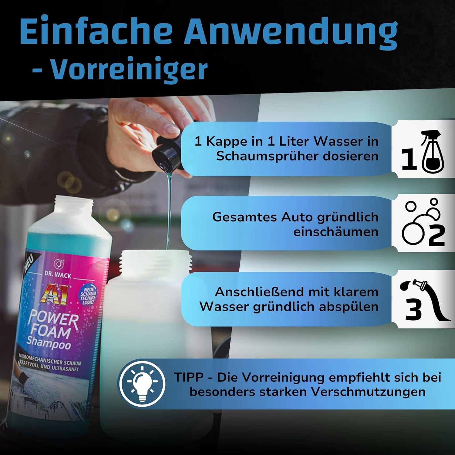 Thumbnail 3 de DR. WACK A1 Power Foam Shampoo 1 Liter – Autowäsche mit 2-in-1 Vorreinigung und Pflege