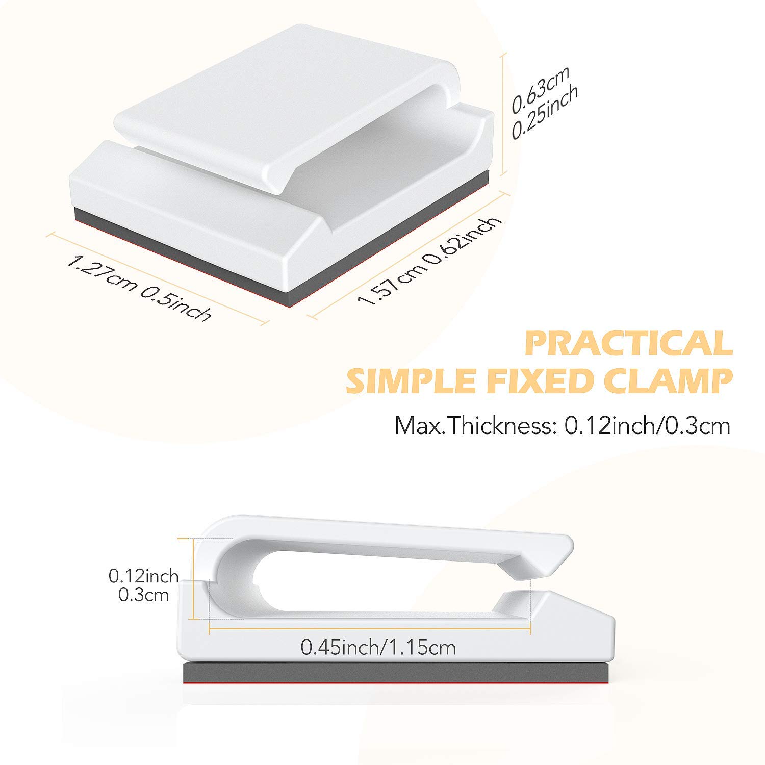 Detalle de AGPTEK Cable Clips White Self Adhesive 100PCS – Wire Management Hooks for Desk, Wall, Home and Office