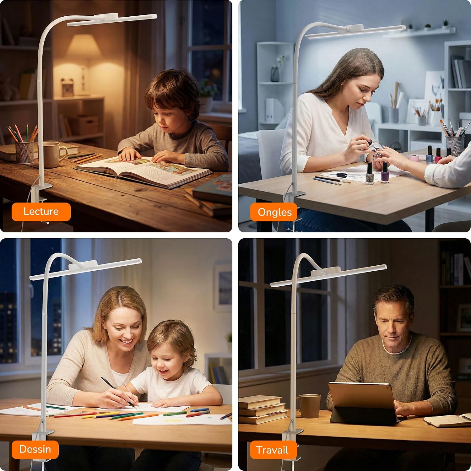 Thumbnail 6 de Lepro lampe de bureau flexible à pince, 11 W, 5 modes de couleur et 5 niveaux de luminosité (blanc)