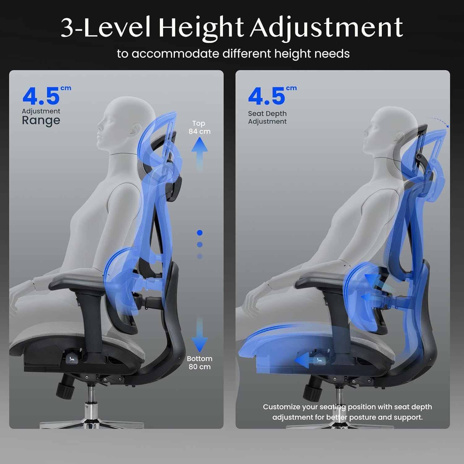 Thumbnail 3 de FLEXISPOT C5 Chaise de bureau ergonomique 3D