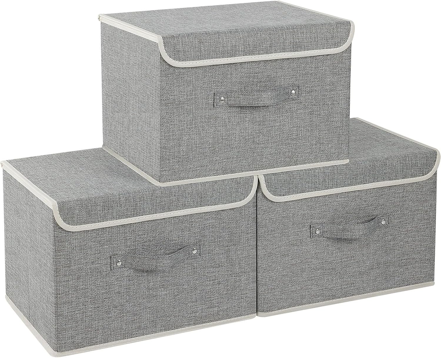 Detalle de ENUMAIL EN101GM-3 opbergboxen met deksel, opvouwbaar, grijs, 38 × 25 × 25 cm