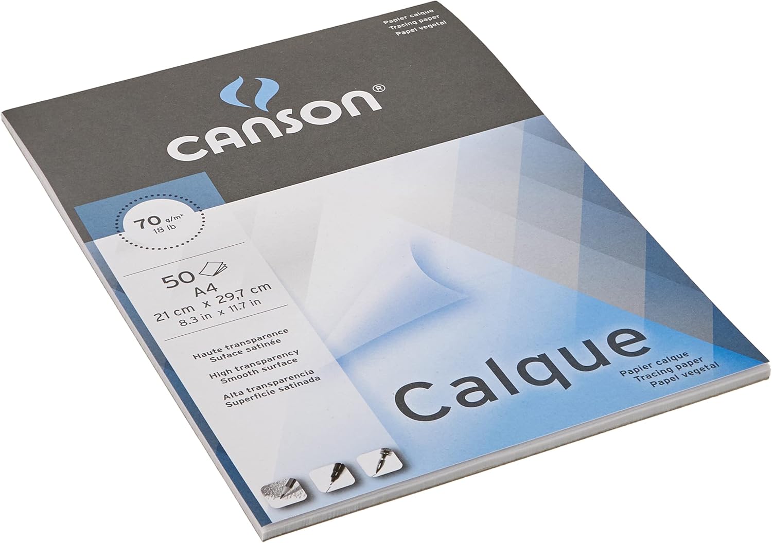 Detalle de Canson GRADUATE Calque – Blocco disegno 40 fogli A3, 70 g/m², superficie satinata