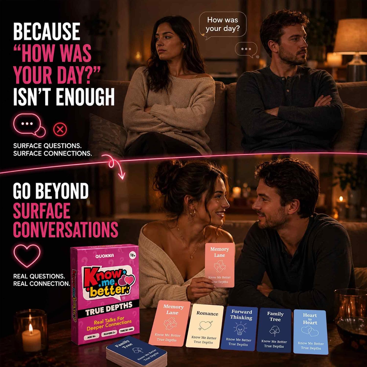 Detalle de Couples conversation card game with 500 questions