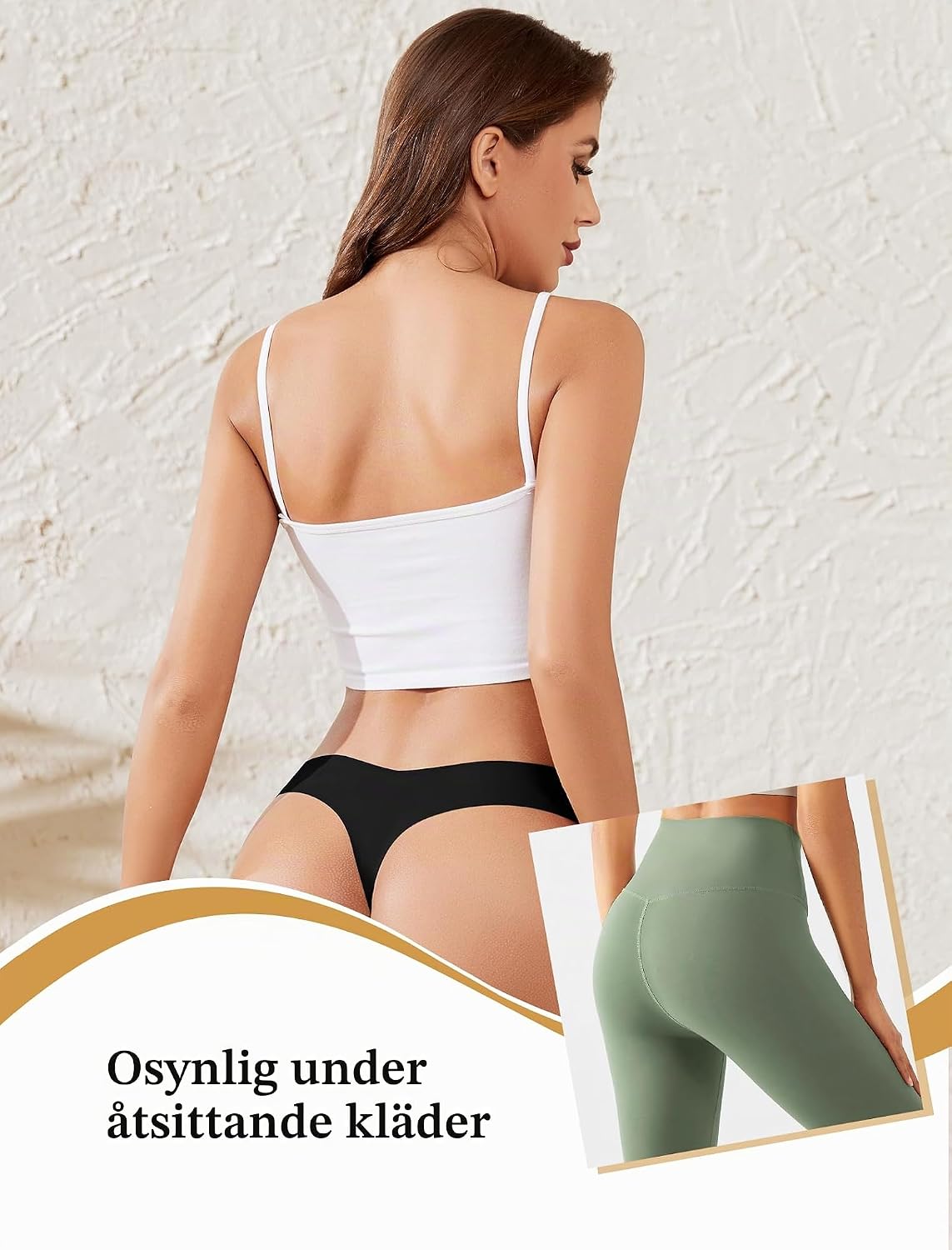 Detalle 1 de ANSUKOO stringtrosor, sömlös V-skärning, mjuk modell i 6-pack