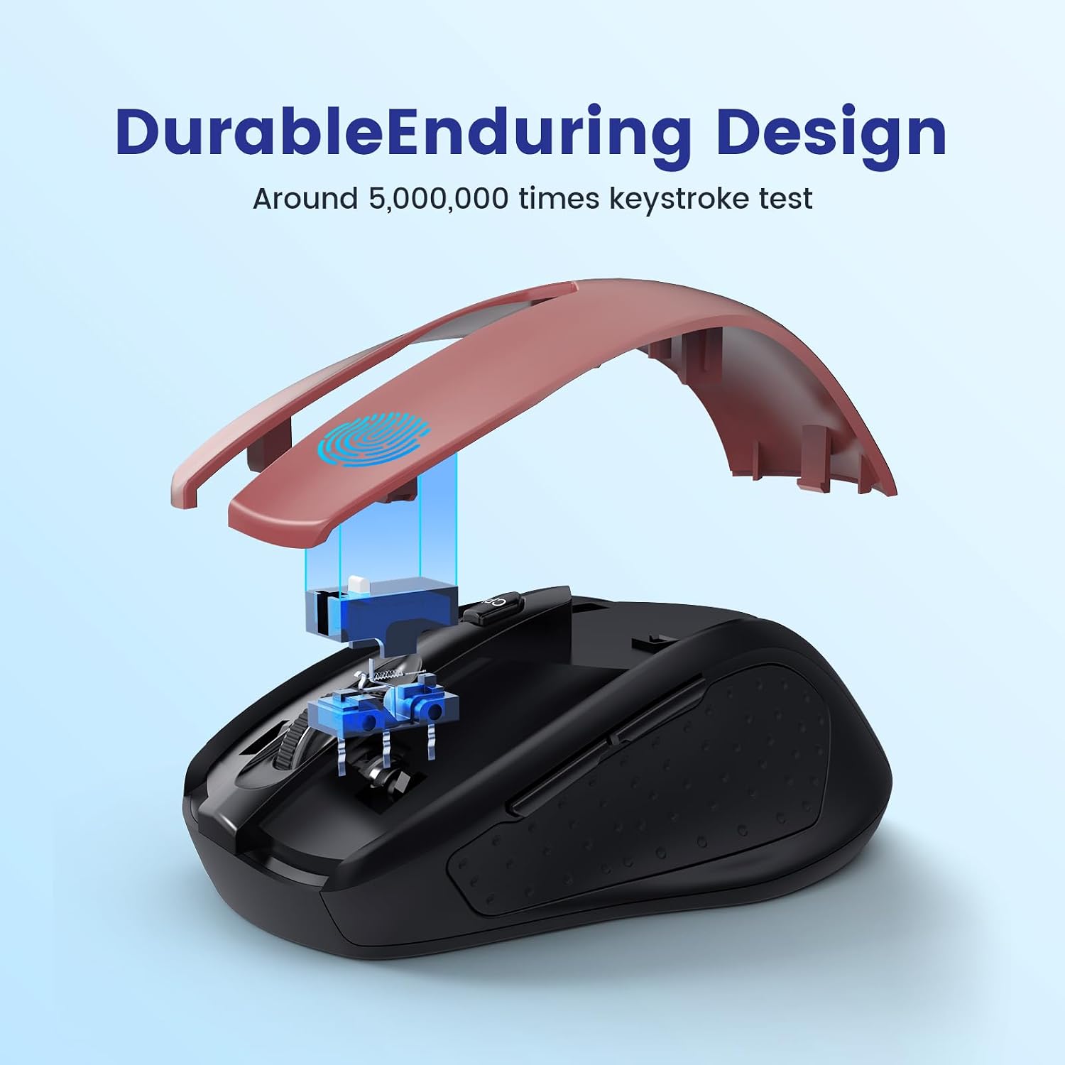 Detalle de LODVIE D-09 Wireless Mouse, Red, 6 Buttons, Adjustable 2400 DPI
