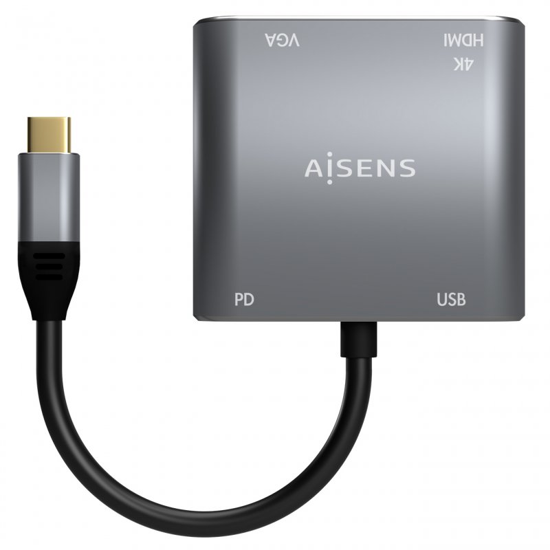 Detalle de Aisens A109-0626: Adaptador USB‑C a HDMI/VGA/USB‑C/USB 3.0 (15 cm) Gris