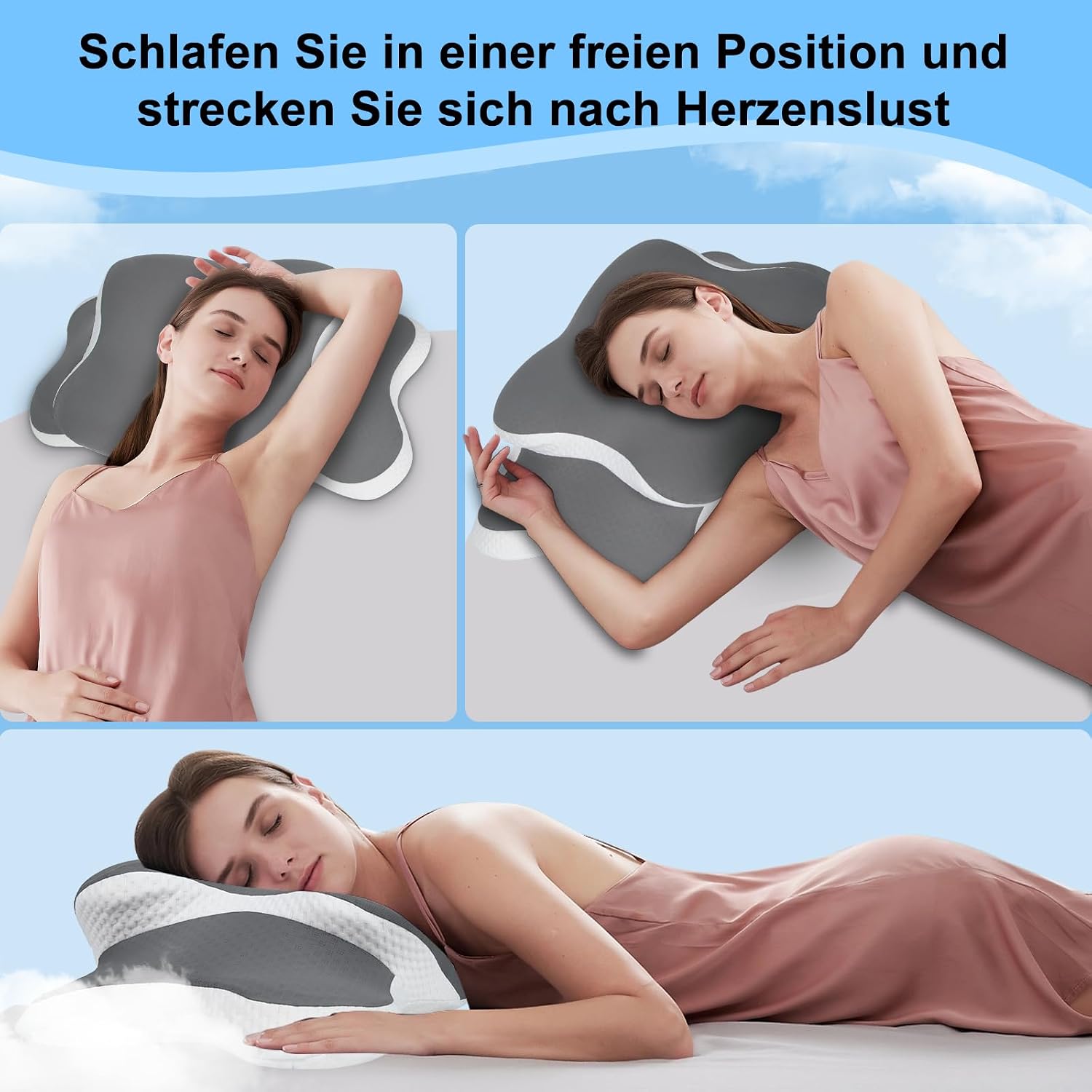 Detalle 2 de Silencomfort Oreiller ergonomique cervical à mémoire de forme pour douleurs au cou et aux épaules (65 x 40 cm)