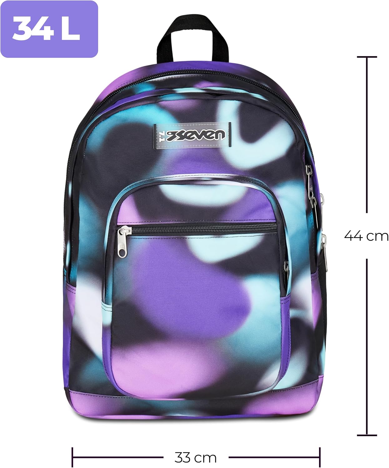 Detalle de Seven Freethink Zaino Scuola Media Ragazza - Doppio Scomparto, 34 L, nero viola
