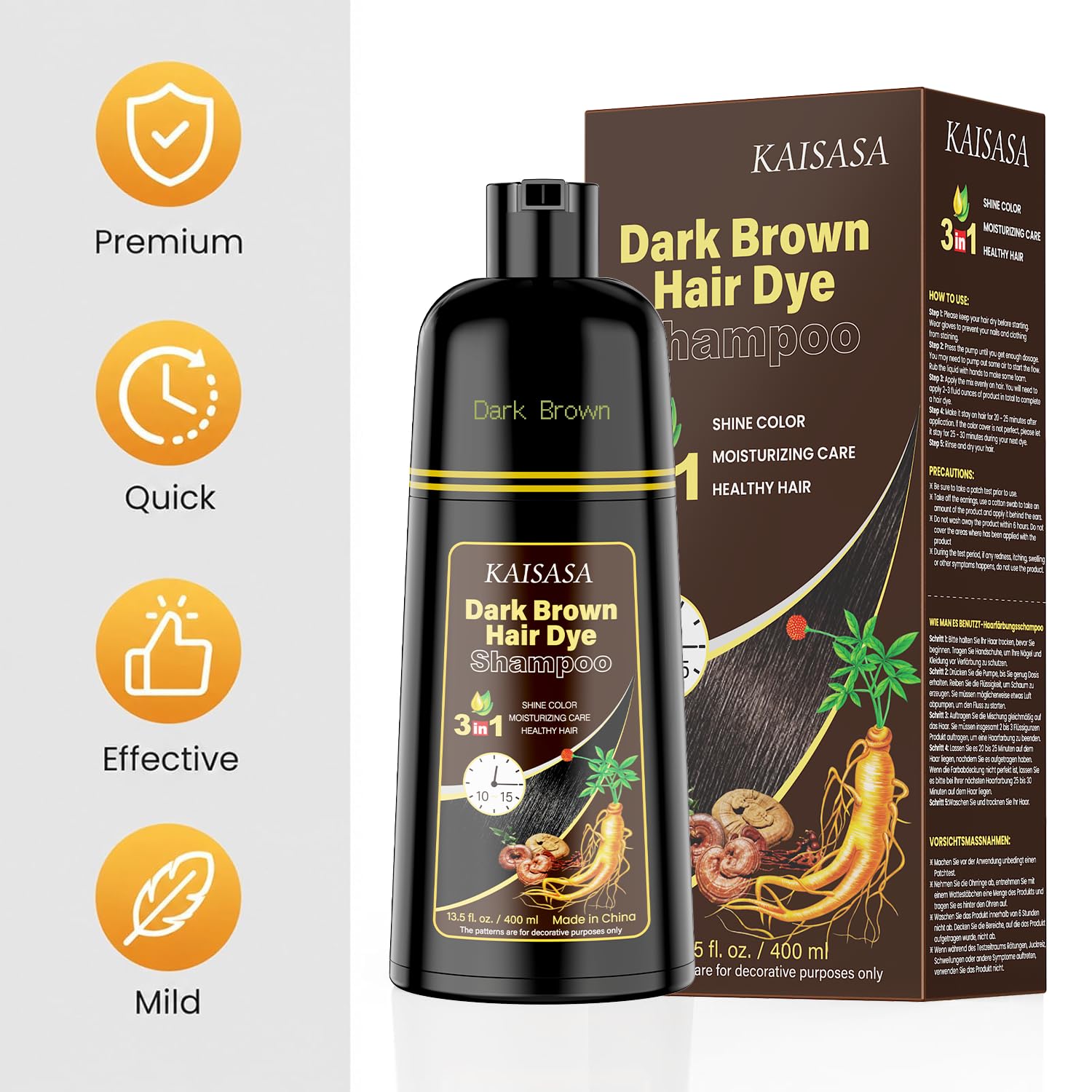 Thumbnail 6 de KAISASA Dark Brown 3-in-1 Hair Dye Shampoo for Gray Coverage