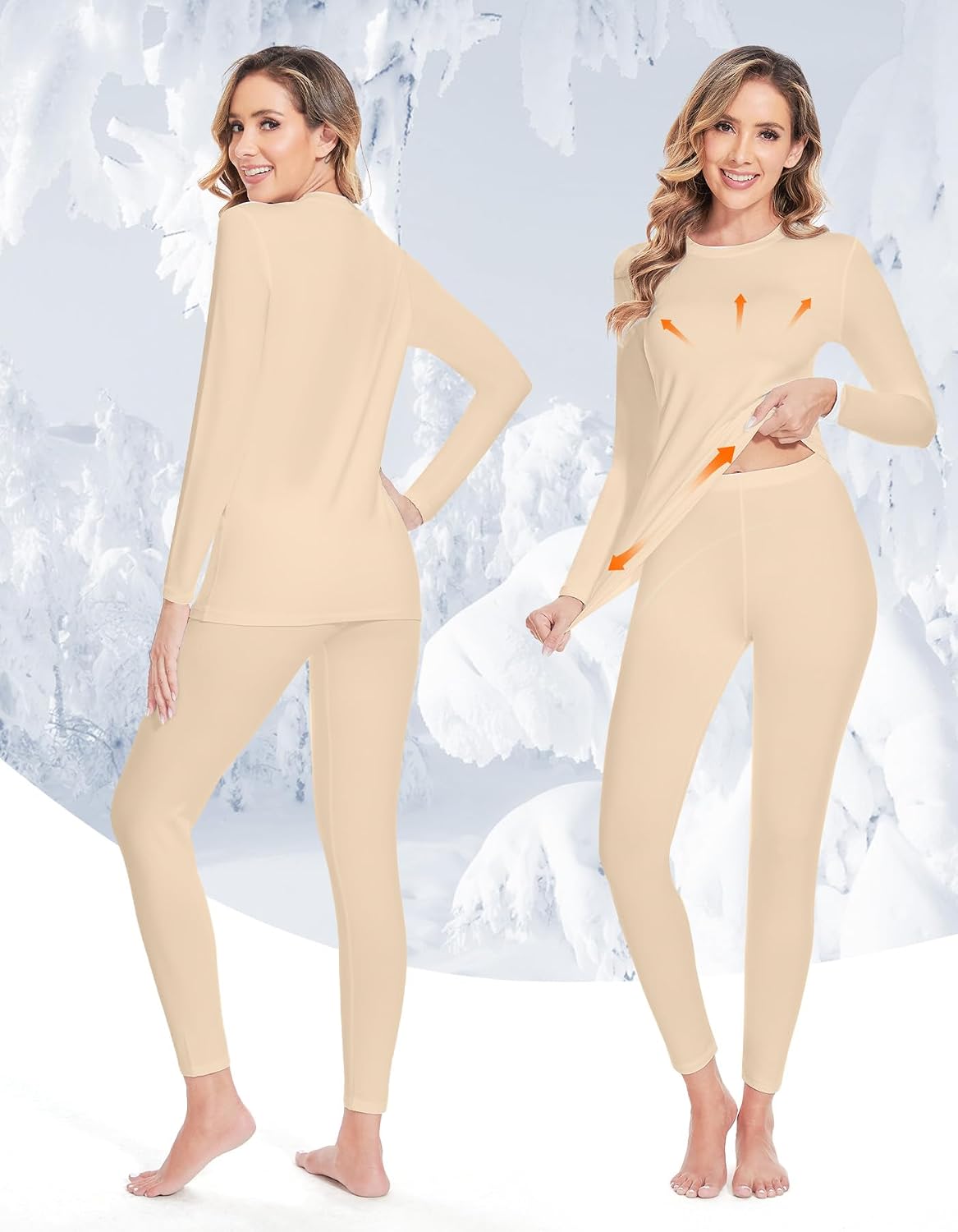 Detalle 2 de YADIFEN Women's Thermal Underwear Set, Fleece-Lined