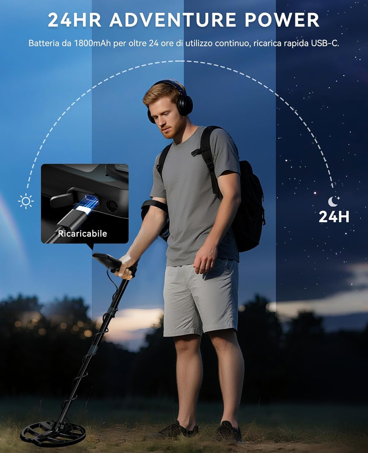 Detalle 2 de SUNPOW OT-MD16 Metal Detector Professionale 1800 mAh 📡