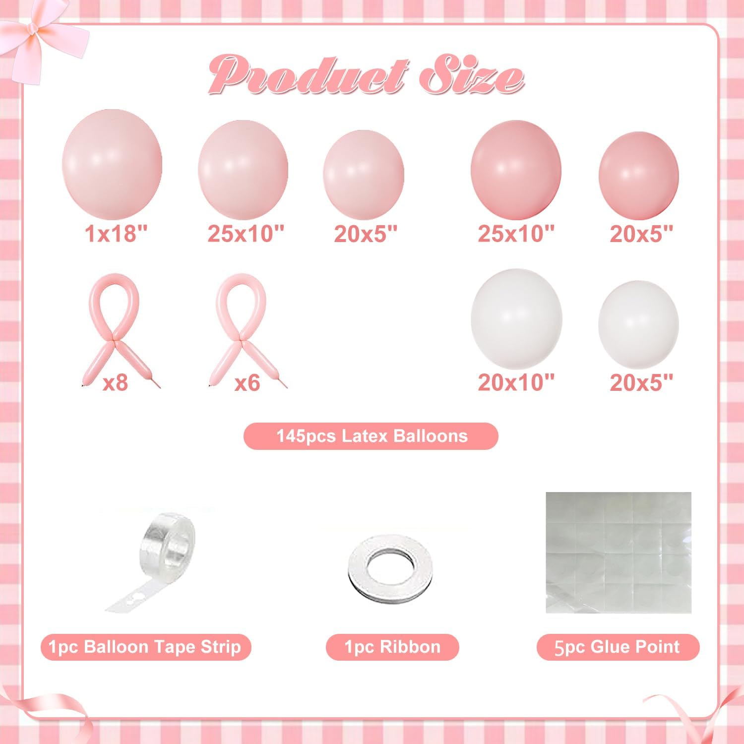 Thumbnail 5 de Coquette Coquette Birthday Decorations 145-Piece Pink and White Balloon Garland Arch Kit