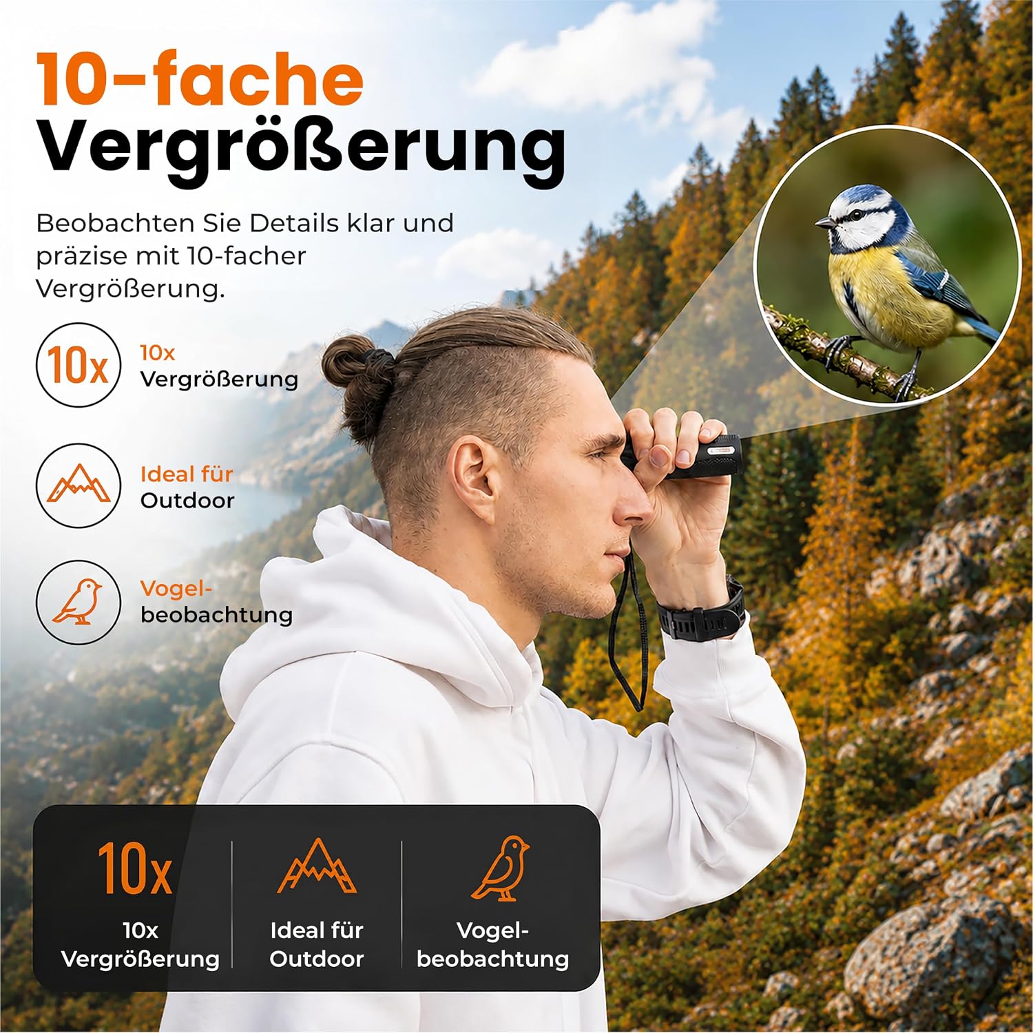 Thumbnail 1 de Technaxx TX-176 Monokular 10x25 – kompakt für Wandern, Jagd und Vogelbeobachtung