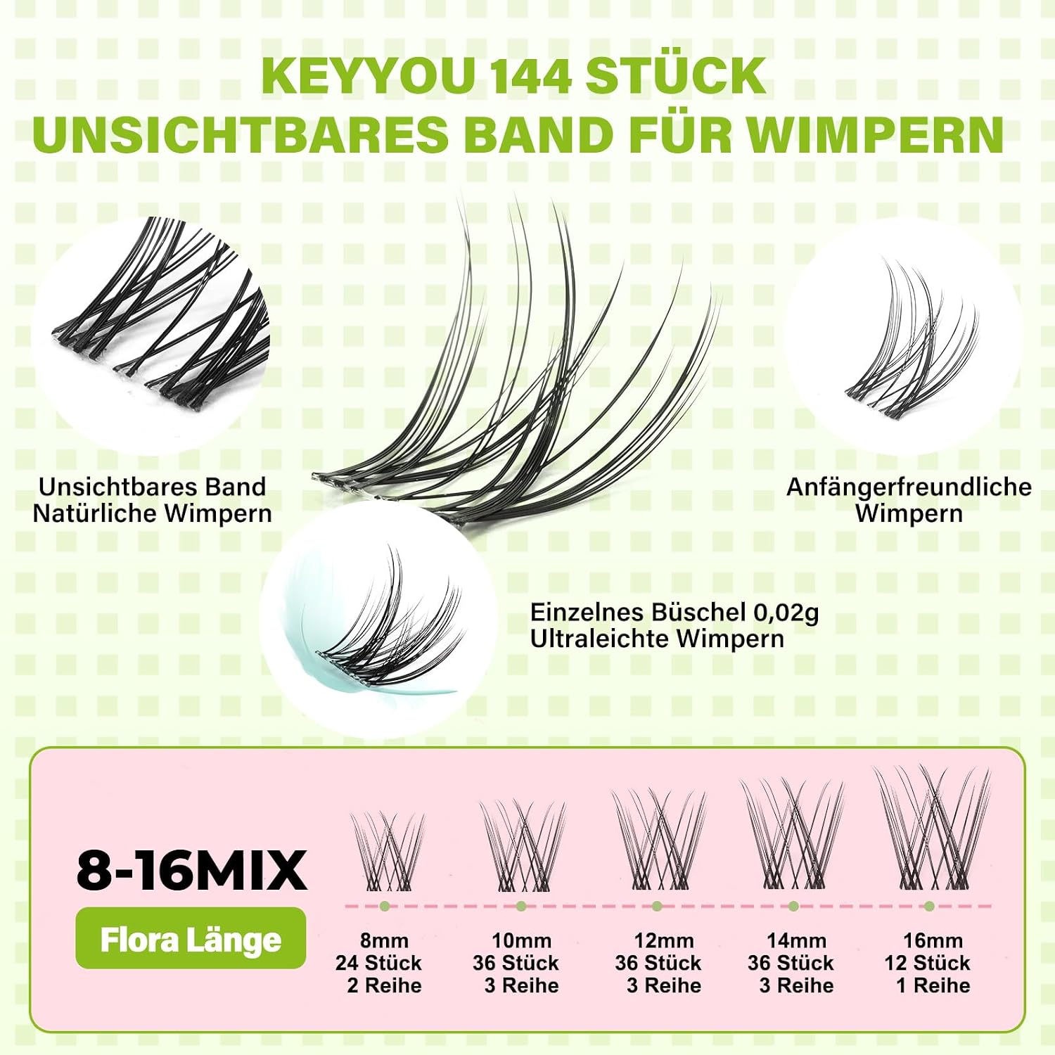Detalle de KEYYOU Angel Lash Clusters Kit Wimpern