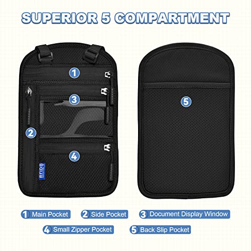 Detalle de Yordawn Portadocumentos de Cuello con Bloqueo RFID — Cartera de Viaje Impermeable (Negro Oscuro)