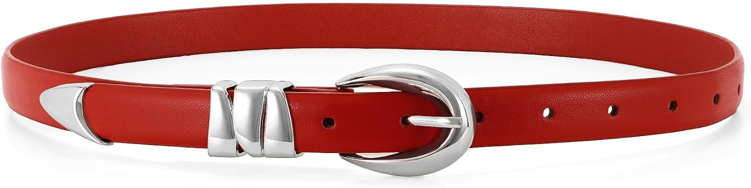 Detalle de WHIPPY Women's Skinny Belt, PU Leather