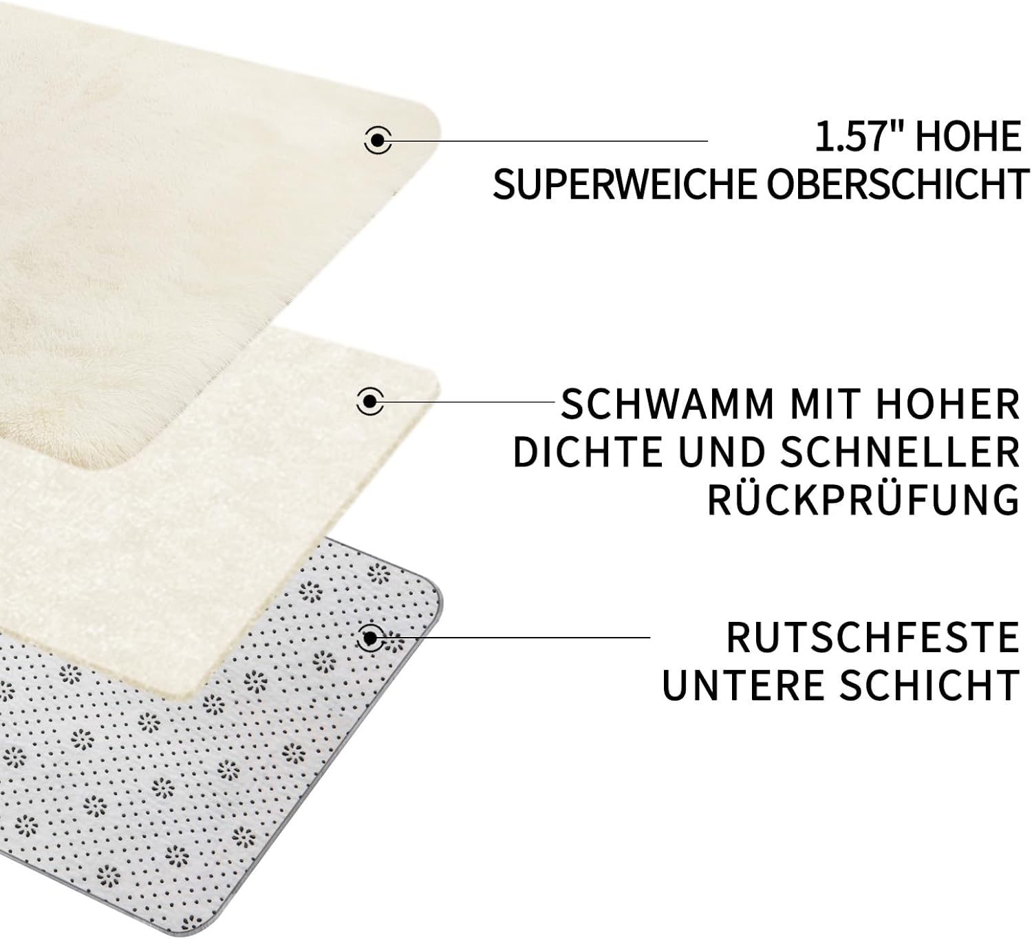 Detalle de Sour Lemon Hochflor Teppich Creme 160x230