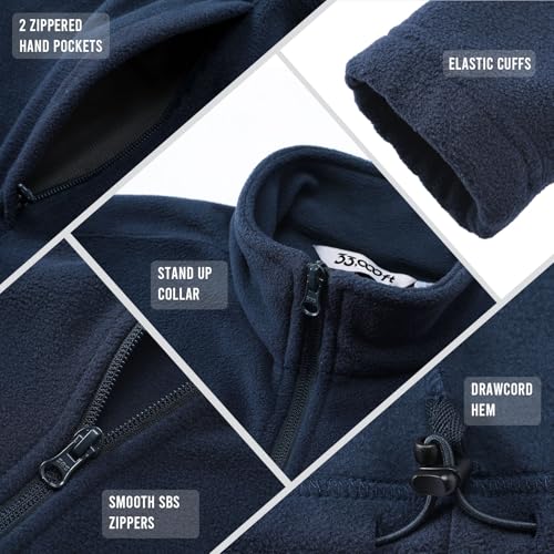 Detalle 2 de 33,000ft Women's Lightweight Fleece Jacket, Full Zip, Dark Navy Blue, Size S