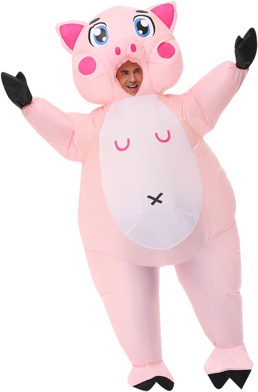 Costume de cochon gonflable T-rex pour adulte – costume humoristique pour Halloween et fêtes