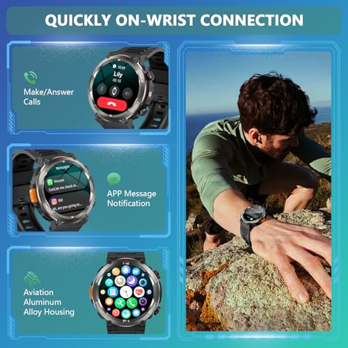 Detalle de Baolubao Reloj Inteligente para Hombre con Linterna, Brújula y Llamadas Bluetooth — 120+ Modos Deportivos, IP68