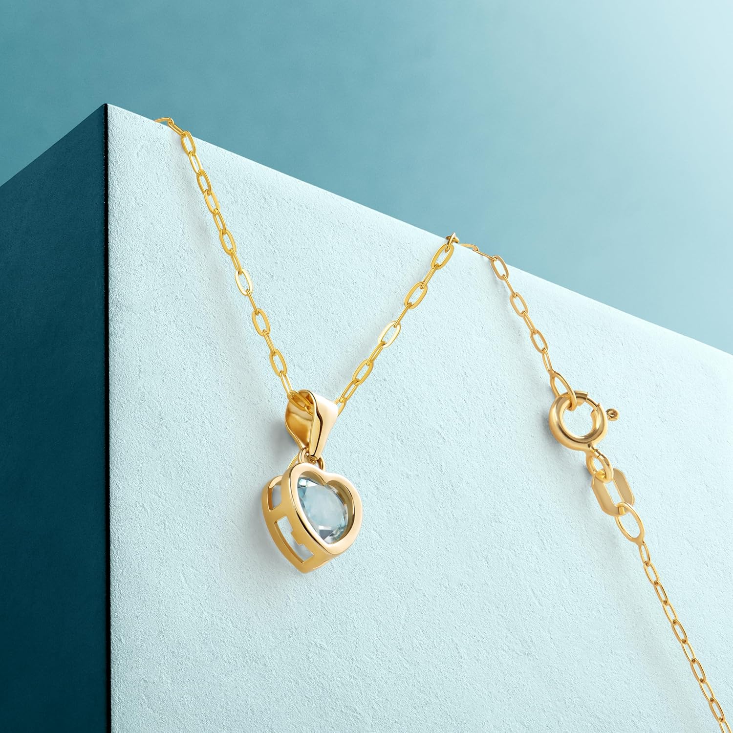 Thumbnail 2 de Miore Collier Femme en Or Jaune 375/1000 (9 Cts) – Topaze bleue