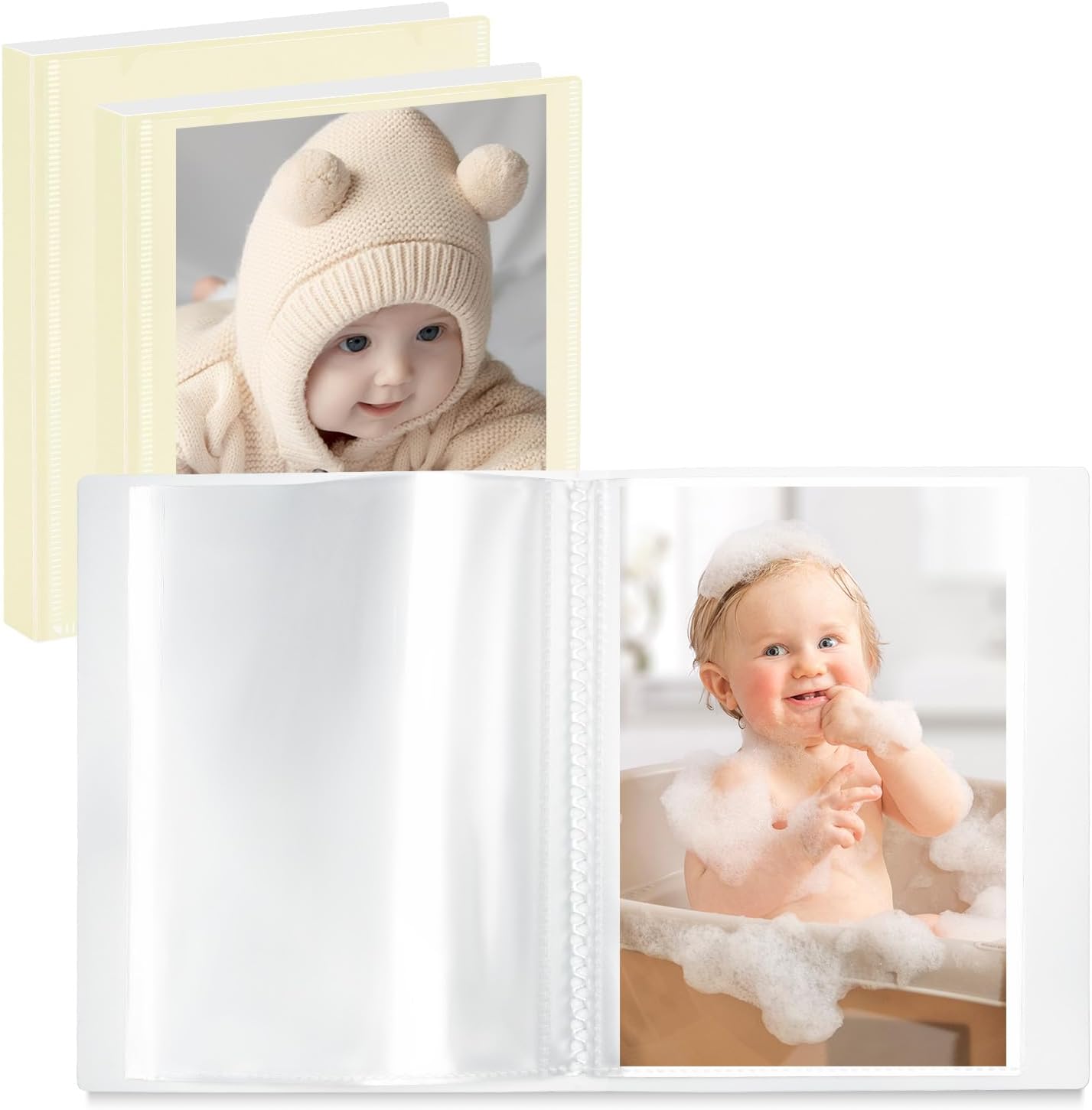 Detalle de Vienrose Baby Fotoalbum 10x15 – 3er Set, beige, 52 Fotos, personalisierbare Coverfront