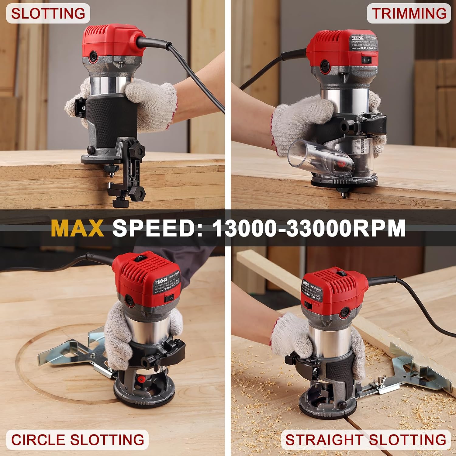 Thumbnail 5 de TEENO TEENO-5567 Compact Wood Router, 6-Speed, 15-Bit Set