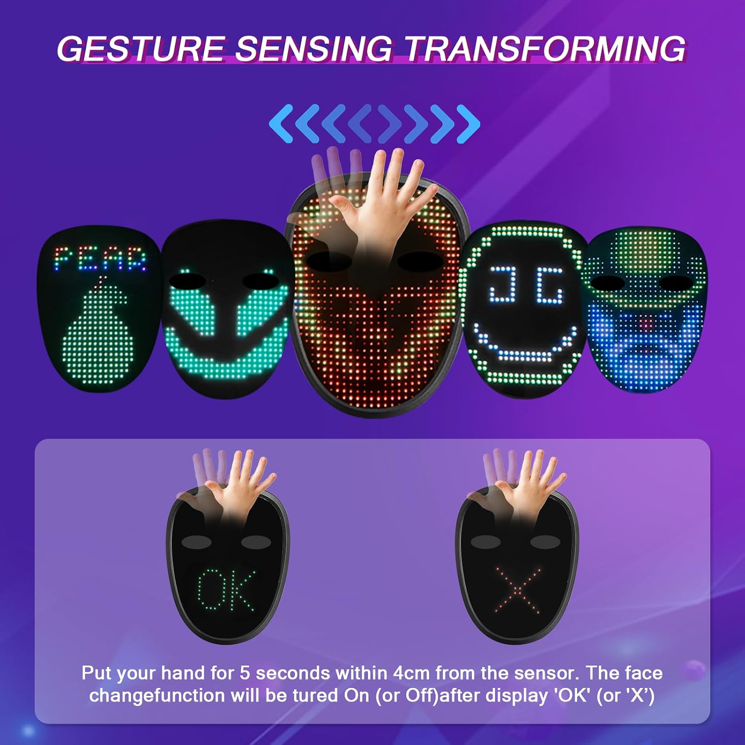 Detalle de Zonasyrn Kids' LED Mask, 5.7 x 6.7 x 0.6 Inches
